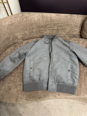 Men's Gray Suede Bomber Jacket - Classic Lightweight Coat